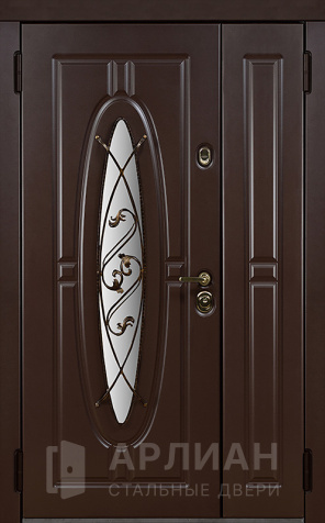 Фото №2 «Стальная двухстворчатая дверь остекленная с ковкой снаружи №14»